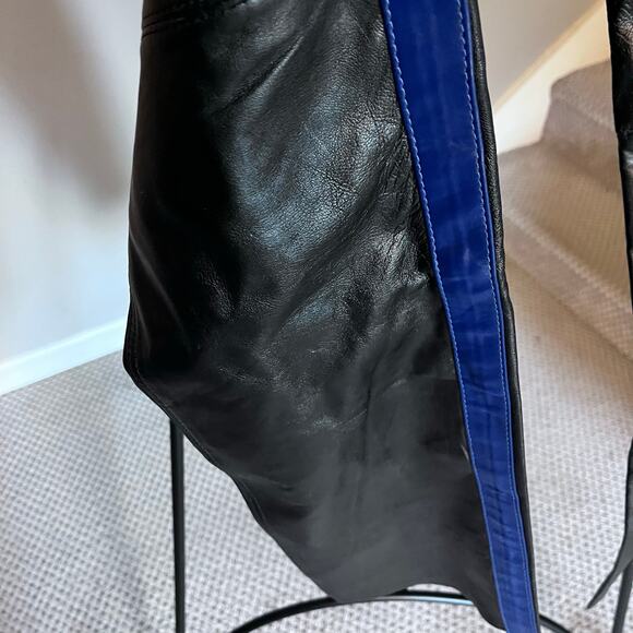 Soft Leather Pant. Men's Blue Striped Biker Leather Pant size 30x33 - Picture 7 of 7